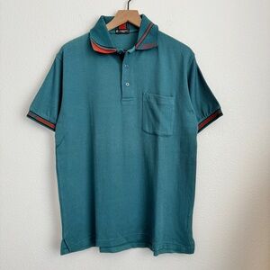 Labette Paris Golf Polo Shirt Teal Blue Red Trim Size M